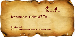 Kremmer Adrián névjegykártya